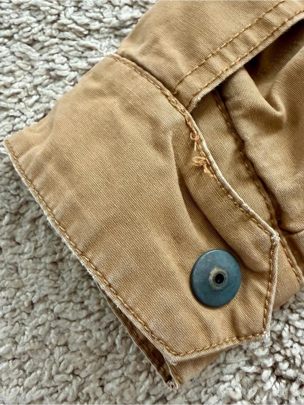 Children’s Place Boys Sz 7/8 Khaki Coat Four Pocket Jacket With Zipper Outdoors
